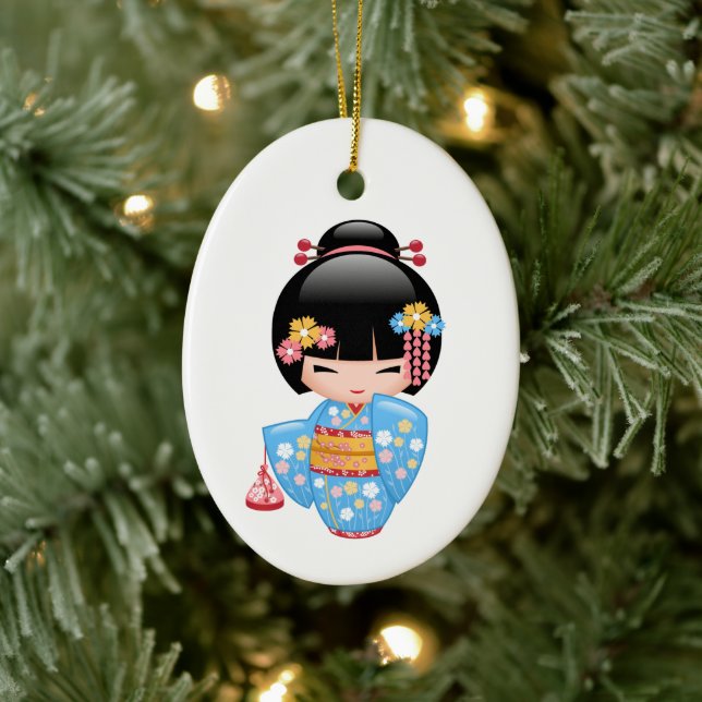 Maiko Kokeshi Doll - Cute Geisha Girl Ceramic Tree Decoration (Tree)