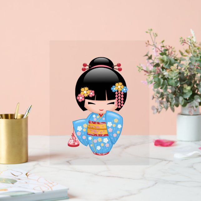 Maiko Kokeshi Doll - Cute Japanese Geisha Girl Acrylic Sign (Wedding)