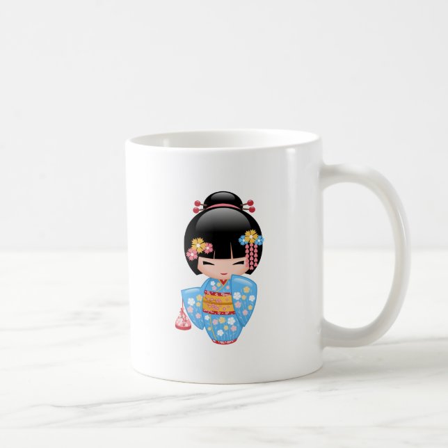 Maiko Kokeshi Doll - Cute Japanese Geisha Girl Cof Coffee Mug (Right)