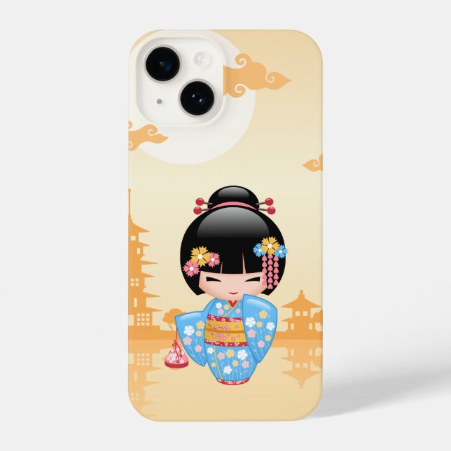 Maiko Kokeshi Doll - Cute Japanese Geisha Girl iPhone Case (Back)