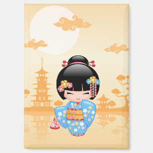 Maiko Kokeshi Doll - Cute Japanese Geisha Girl Magnet