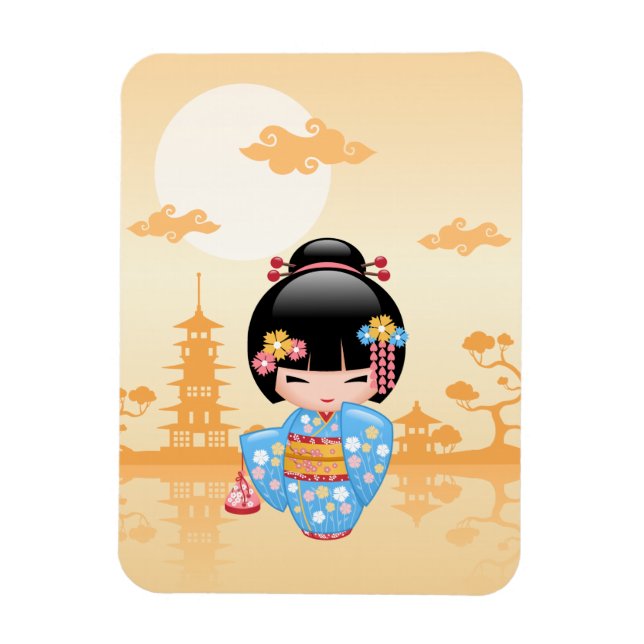 Maiko Kokeshi Doll - Cute Japanese Geisha Girl Magnet (Vertical)