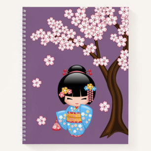 Maiko Kokeshi Doll - Cute Japanese Geisha Girl Notebook