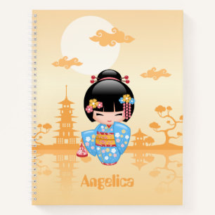 Maiko Kokeshi Doll - Cute Japanese Geisha Girl Notebook