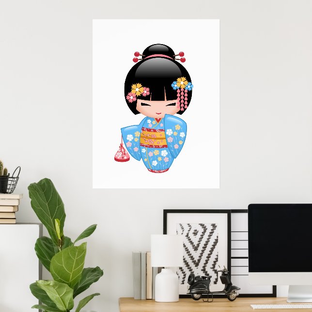 Maiko Kokeshi Doll - Cute Japanese Geisha Girl Poster (Home Office)