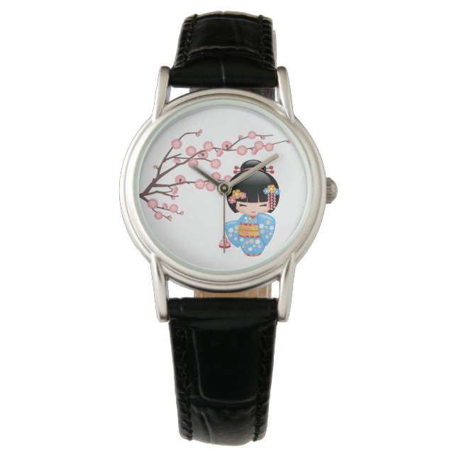 Maiko Kokeshi Doll - Cute Japanese Geisha Girl Watch (Front)