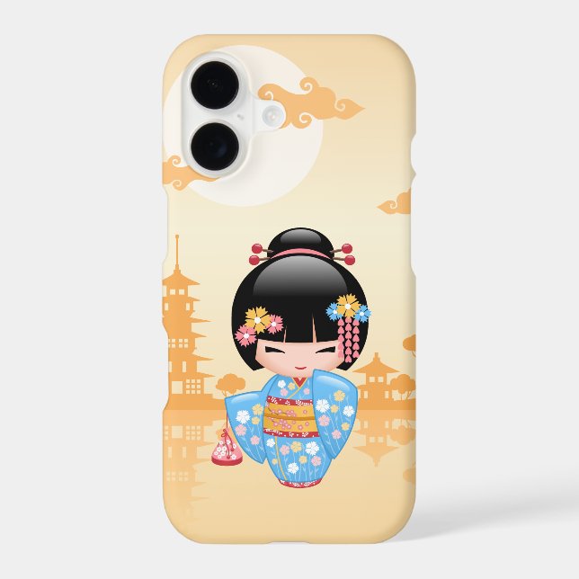 Maiko Kokeshi Doll Cute Japanese Geisha Yellow (Back)