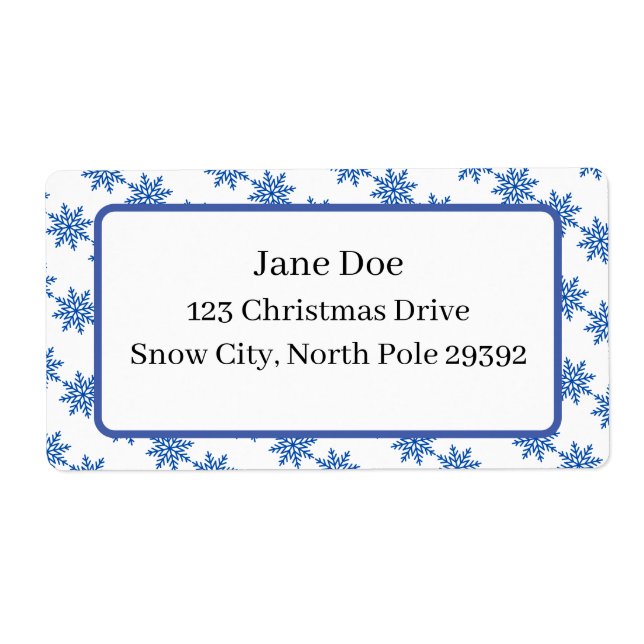 Mail Address Blue & White Winter Season Snowflake (Front)