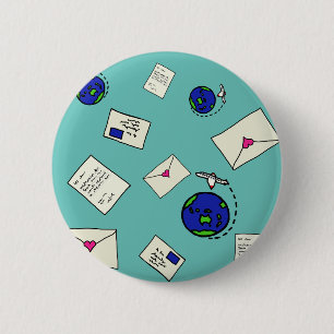 Mail Around The World 6 Cm Round Badge