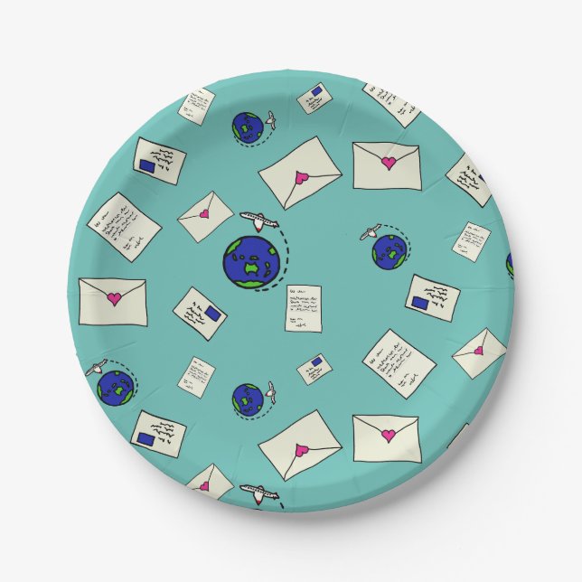 Mail Around The World Paper Plate (Front)
