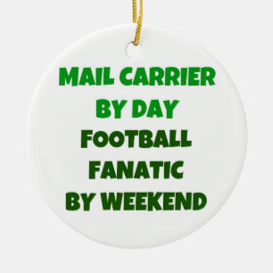Mail Carrier by Day Football Fanatic by Weekend Ceramic Tree Decoration