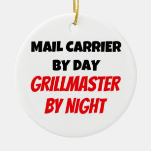 Mail Carrier by Day Grillmaster by Night Ceramic Tree Decoration