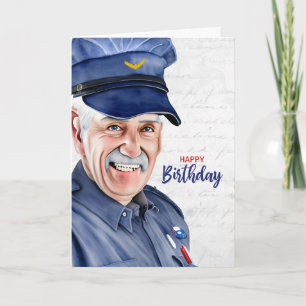 Mail Carrier Caucasian Male Male Postal Birthday Card