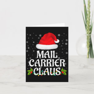 Mail Carrier Claus Christmas Lights Pajama Family  Card