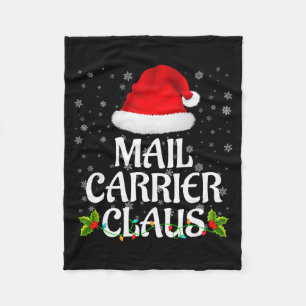 Mail Carrier Claus Christmas Lights Pajama Family Fleece Blanket