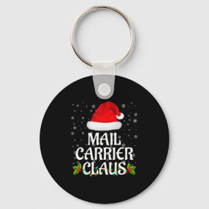 Mail Carrier Claus Christmas Lights Pajama Family Key Ring