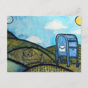 Mail Carrier Drop Box Postal Service Art           Holiday Postcard