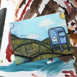 Mail Carrier Drop Box Postal Service Art           Postcard