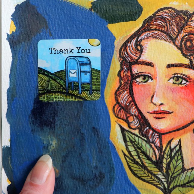 Mail Carrier Drop Box Postal Service Art           Square Sticker (Creator Uploaded)