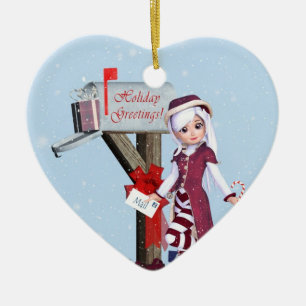 Mail Carrier Elf Mailbox and Gifts Ornament