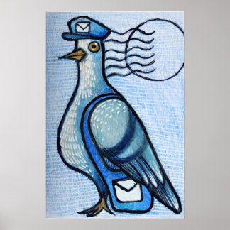 Mail Carrier Pigeon Postal Humor Poster