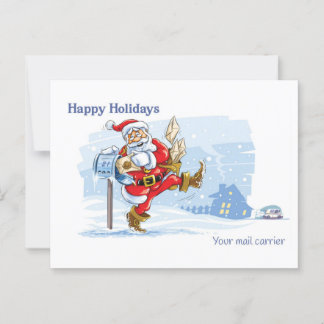 Mail Carrier Thank You Card - Santa Scene