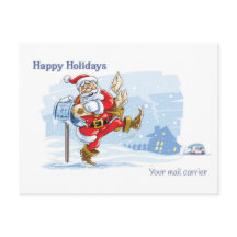 Mail Carrier Thank You Card - Santa Scene