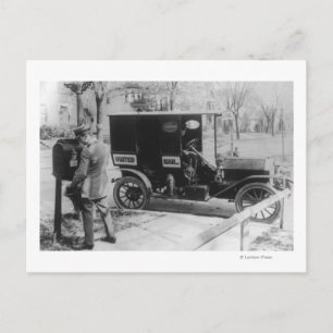 Mail Carrier with "United Mail" Automobile Postcard