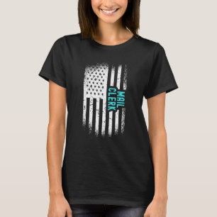 Mail Clerk With American Flag T-Shirt