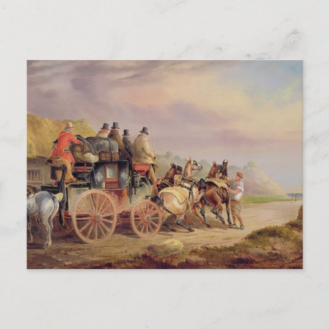 Mail Coaches on the Road: The 'Quicksilver' Devonp Postcard (Front)