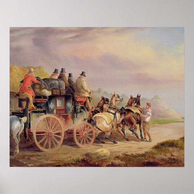 Mail Coaches on the Road: The 'Quicksilver' Devonp Poster (Front)