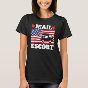 Mail Escort Mailman Postman Worker Us Flag T-Shirt