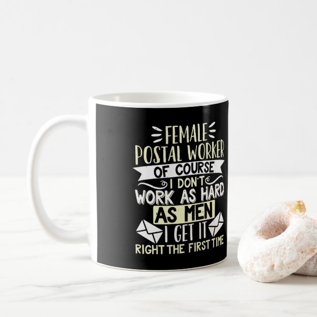 Mail Lady Carrier Female Postal Worker Coffee Mug (With Donut)