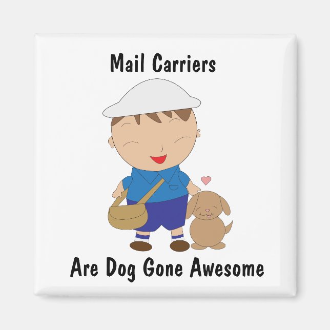 Mail Man Mail Carrier Cute Brown Dog Personalise Magnet (Front)