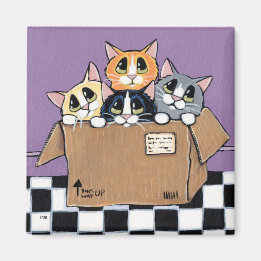 Mail Order Kittens in a Box Painting Magnet