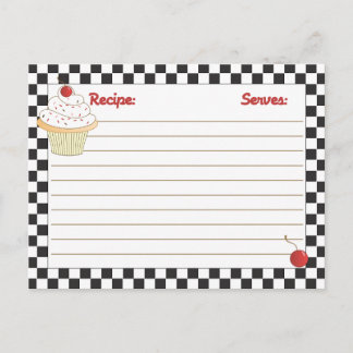 Mailable Cherry Cupcake Recipe Cards