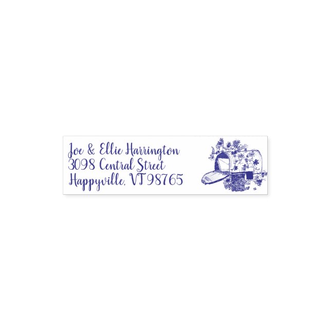 Mailbox Art Reusable Name and Address Rubber Stamp (Design)