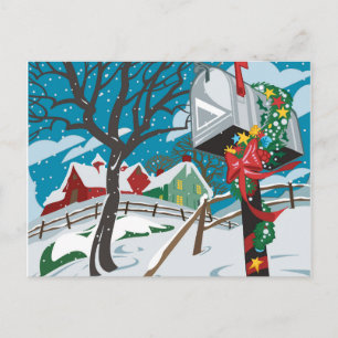 Mailbox, farmhouse postcard