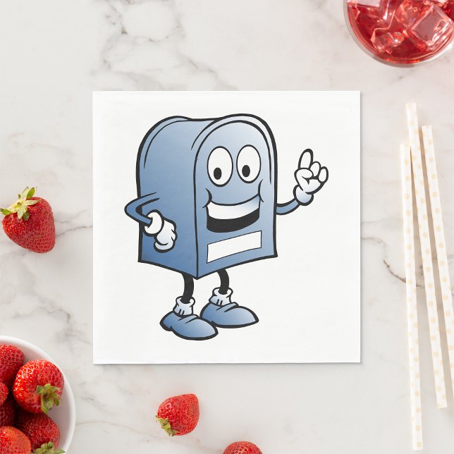 Mailbox Mascot Happy Blue Postal Character  Napkin (Creator Uploaded)
