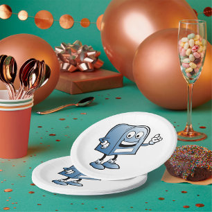 Mailbox Mascot Happy Blue Postal Character  Paper Plate
