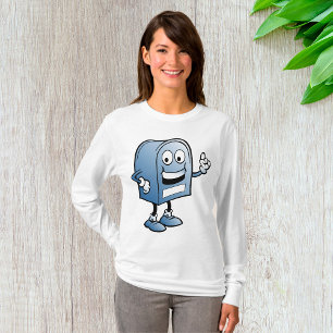 Mailbox Mascot Happy Blue Postal Character T-Shirt