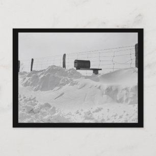 Mailbox on Fence in High Snow photo Postcard