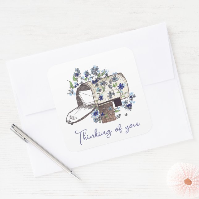 Mailbox Sending a Prayer Square Sticker (Envelope)