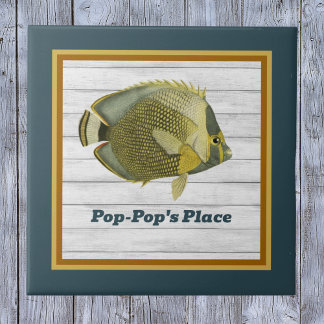 Mailed Butterflyfish in Teal and Gold with Name Tile