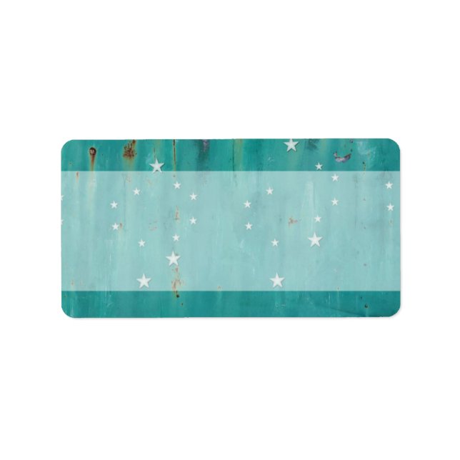 Mailing Add Shenandoah Wood Rusted Turquoise Stars Label (Front)