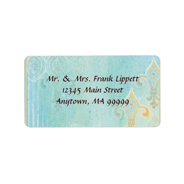 Mailing Labels - Fleur di Lys Damask 2 Blue (Front)