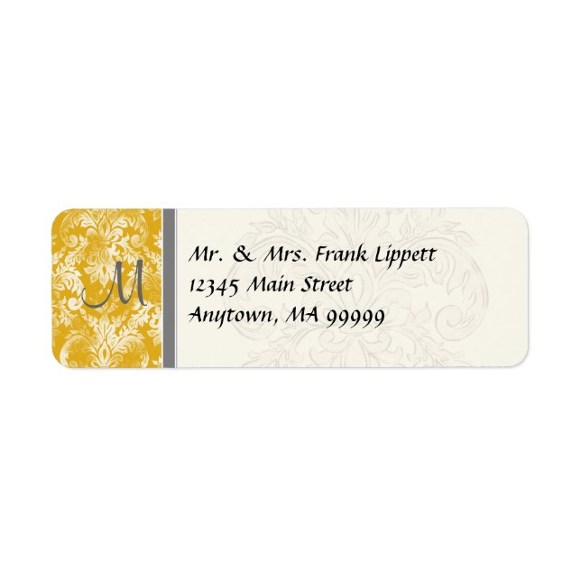 Mailing Labels - Fleur di Lys Damask - Mustard (Front)