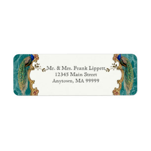 Mailing Labels - Golden Peacock & Calligraphy