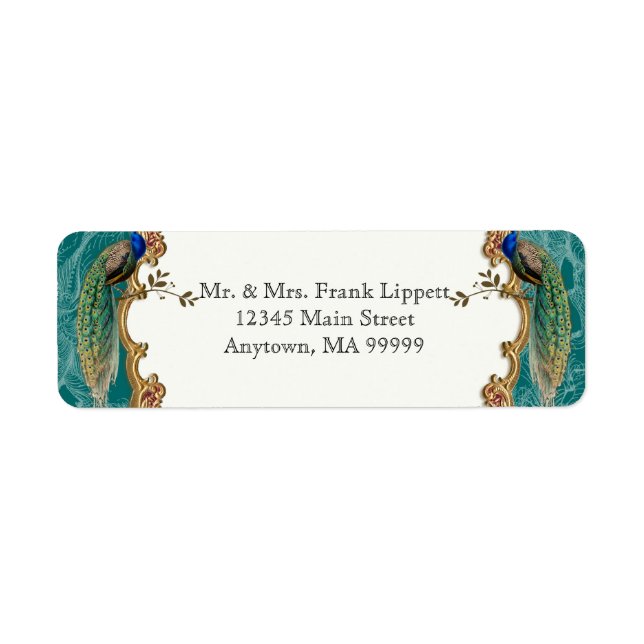 Mailing Labels - Golden Peacock & Calligraphy (Front)