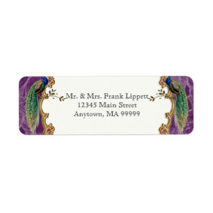 Mailing Labels - Golden Peacock & Calligraphy